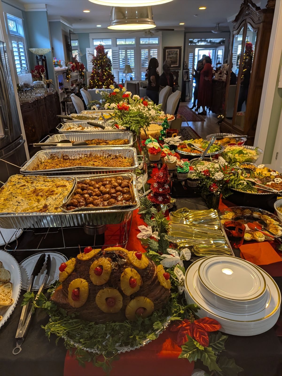 Elegant corporate holiday catering details